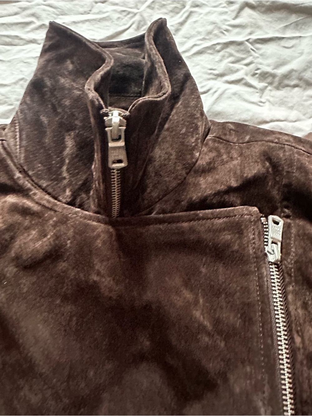 Avec Les Filles Brown Genuine Leather Suede Moto Bomber Jacket Size xs NWT - Picture 4 of 14